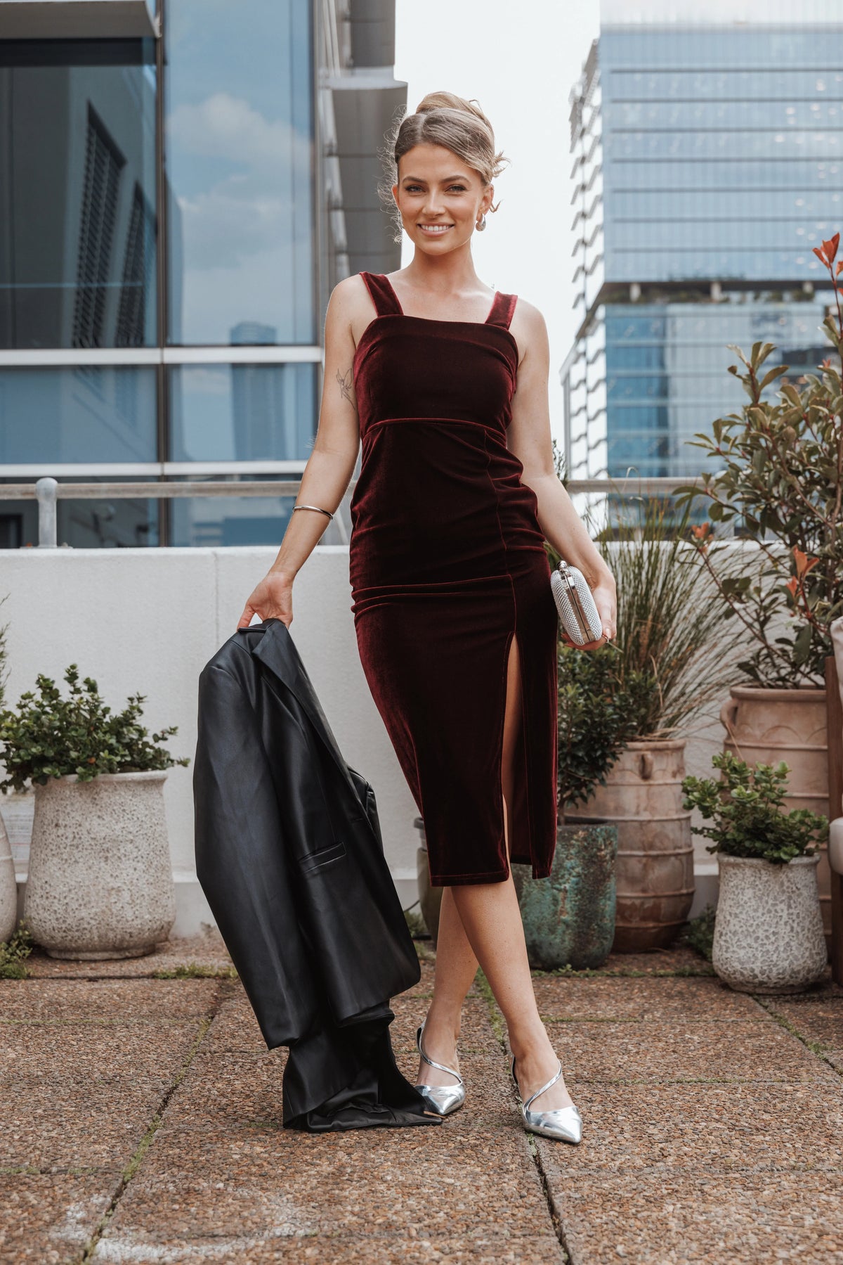 Hyatt Velvet Dress Burgundy