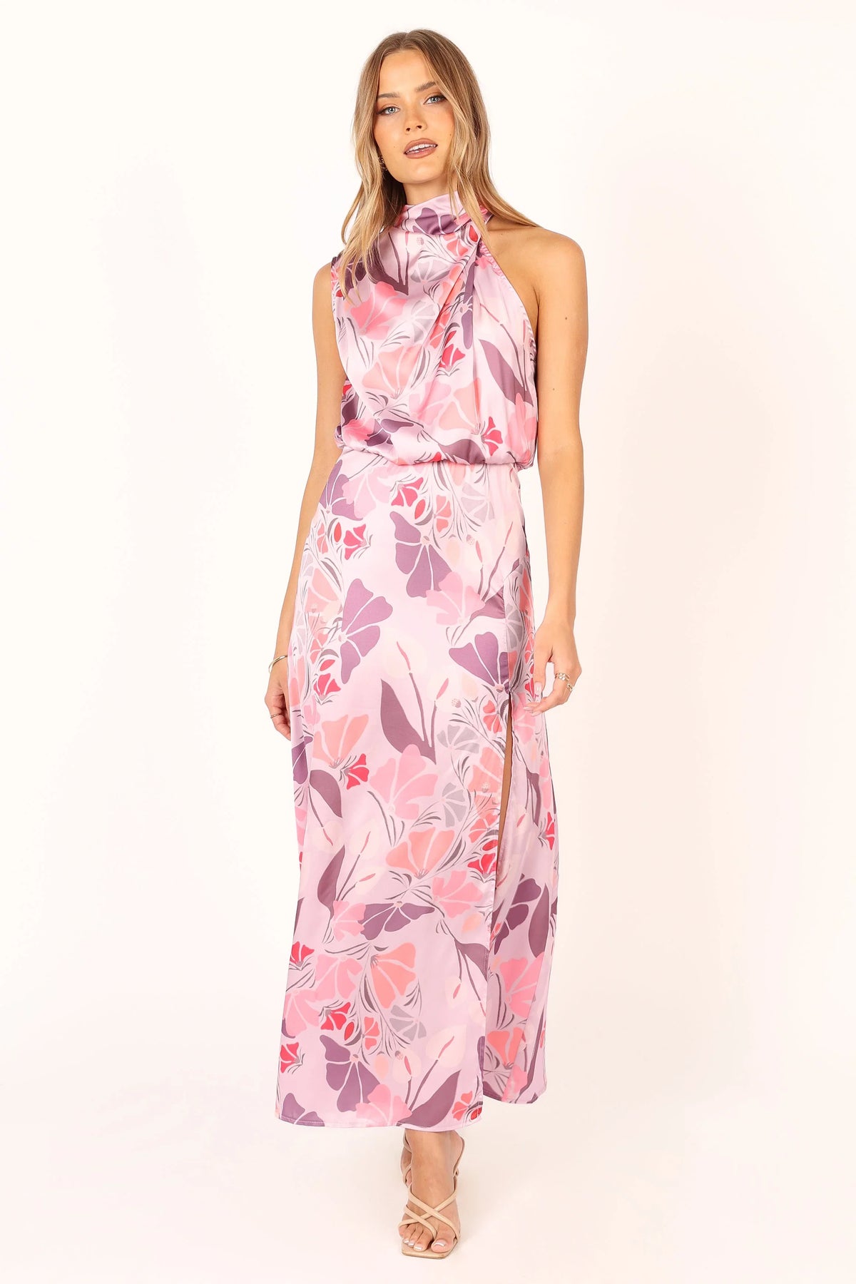 Amelia Halterneck Maxi Dress Pink Floral