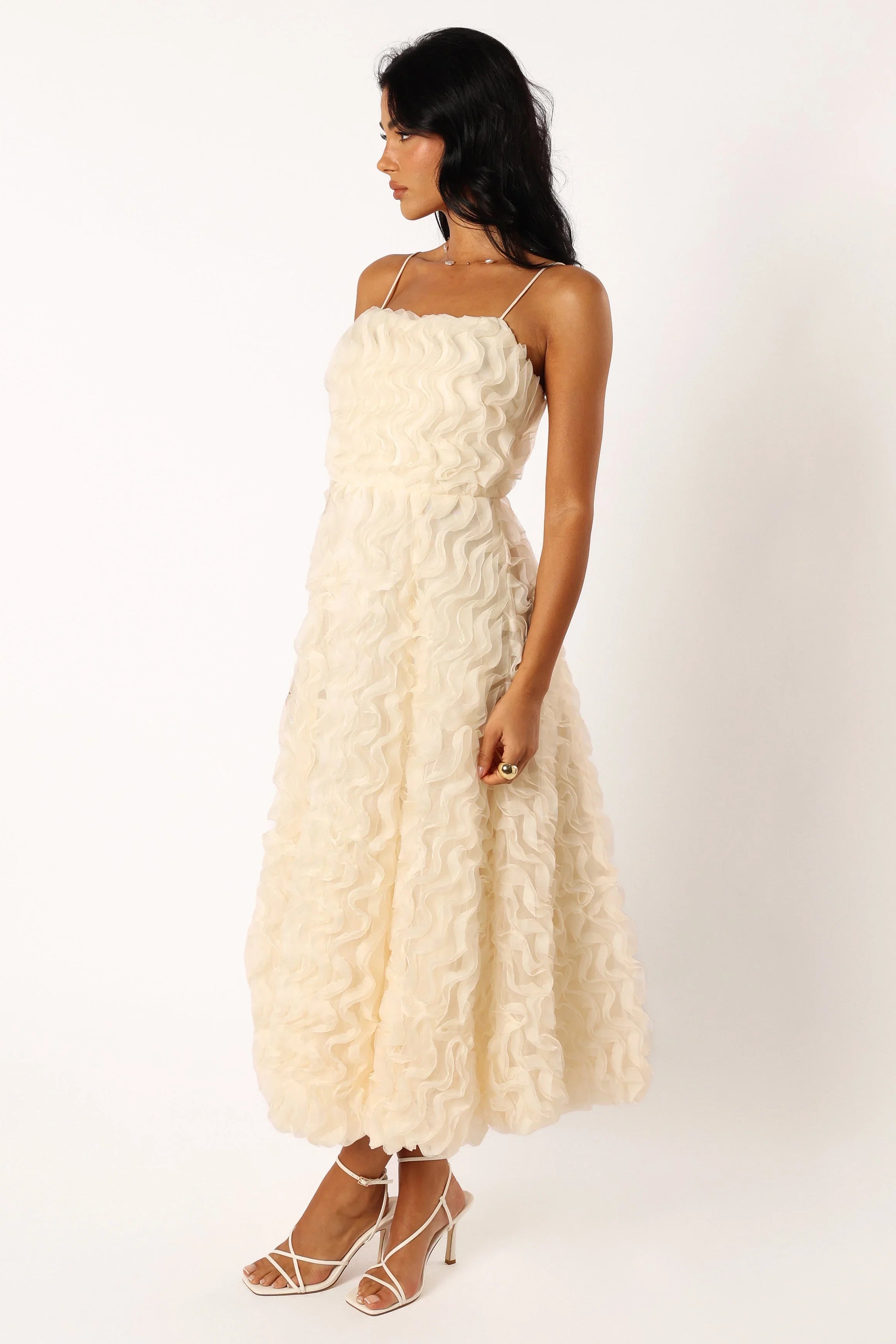 Kade Textured Midi Dress White