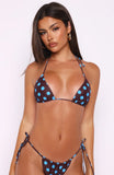 Golden Hour Bikini Top Cocoa Blue Polka Dot