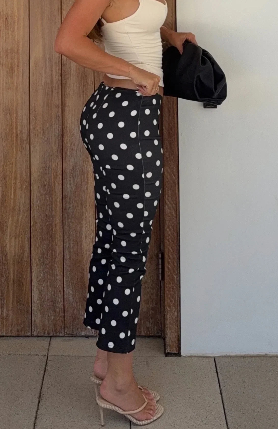 Sweetie Darling Capri Pants Black White Polka Dot