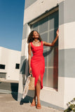 Misty Wrap Midi Dress Red Rogue
