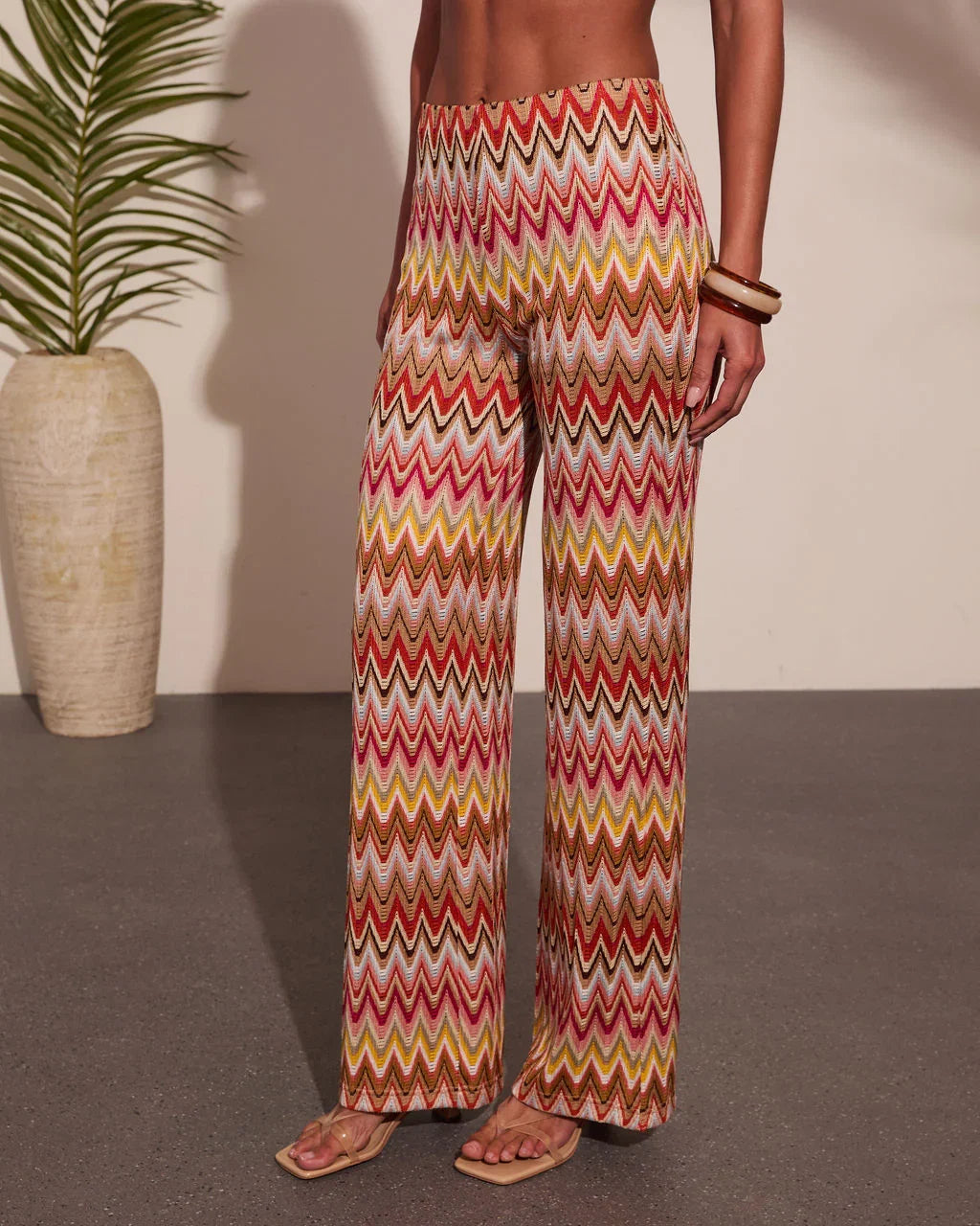 Paradise Ease Chevron Print Flare Leg Pants