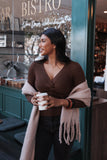 Demi Twist Detail Knit Top Brown