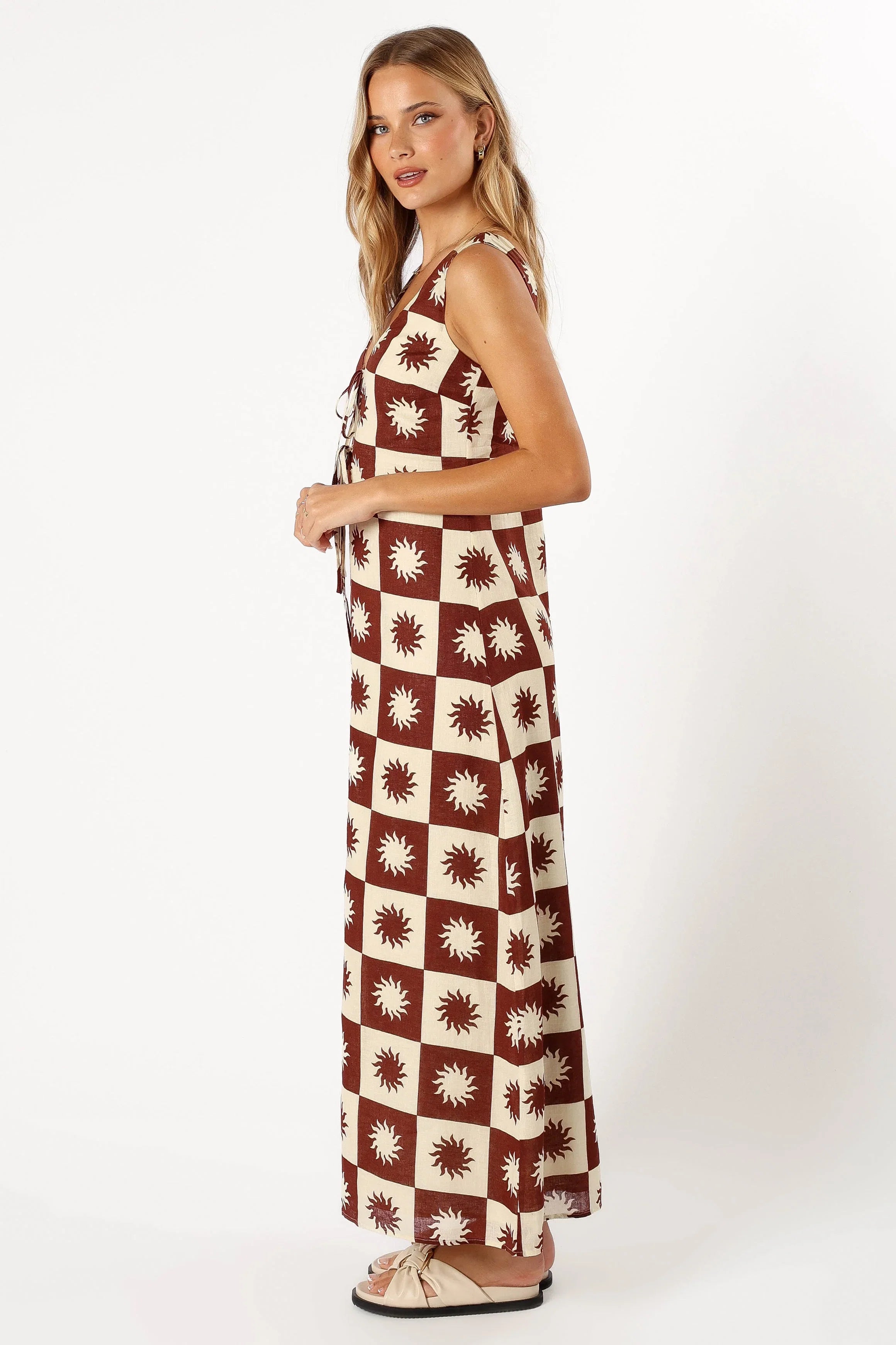 Carson Midi Dress Brown Cream