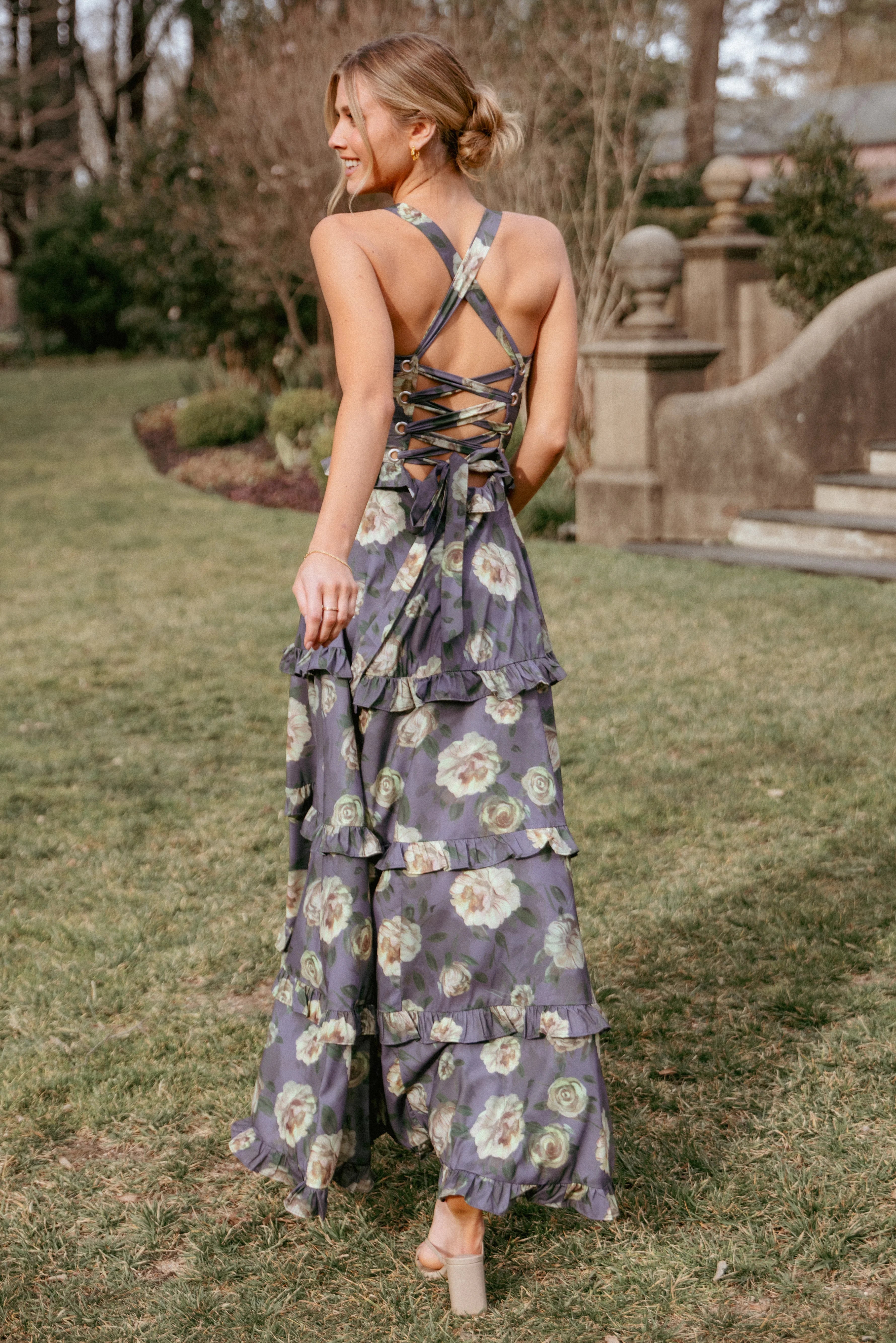 Lillee Tiered Maxi Dress Lavender Floral