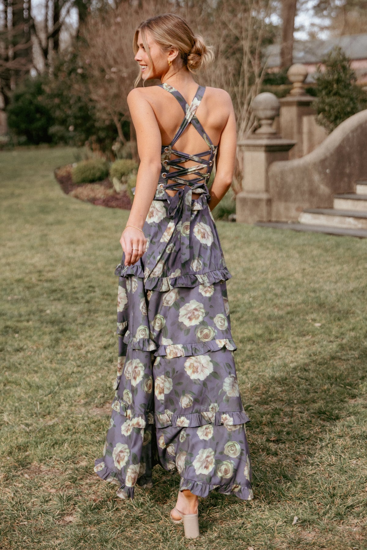 Lillee Tiered Maxi Dress Lavender Floral
