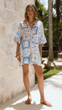 Carmen Playsuit Blue Yellow Print