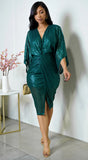 Maryla Front Twist Sequin Midi Dress Green