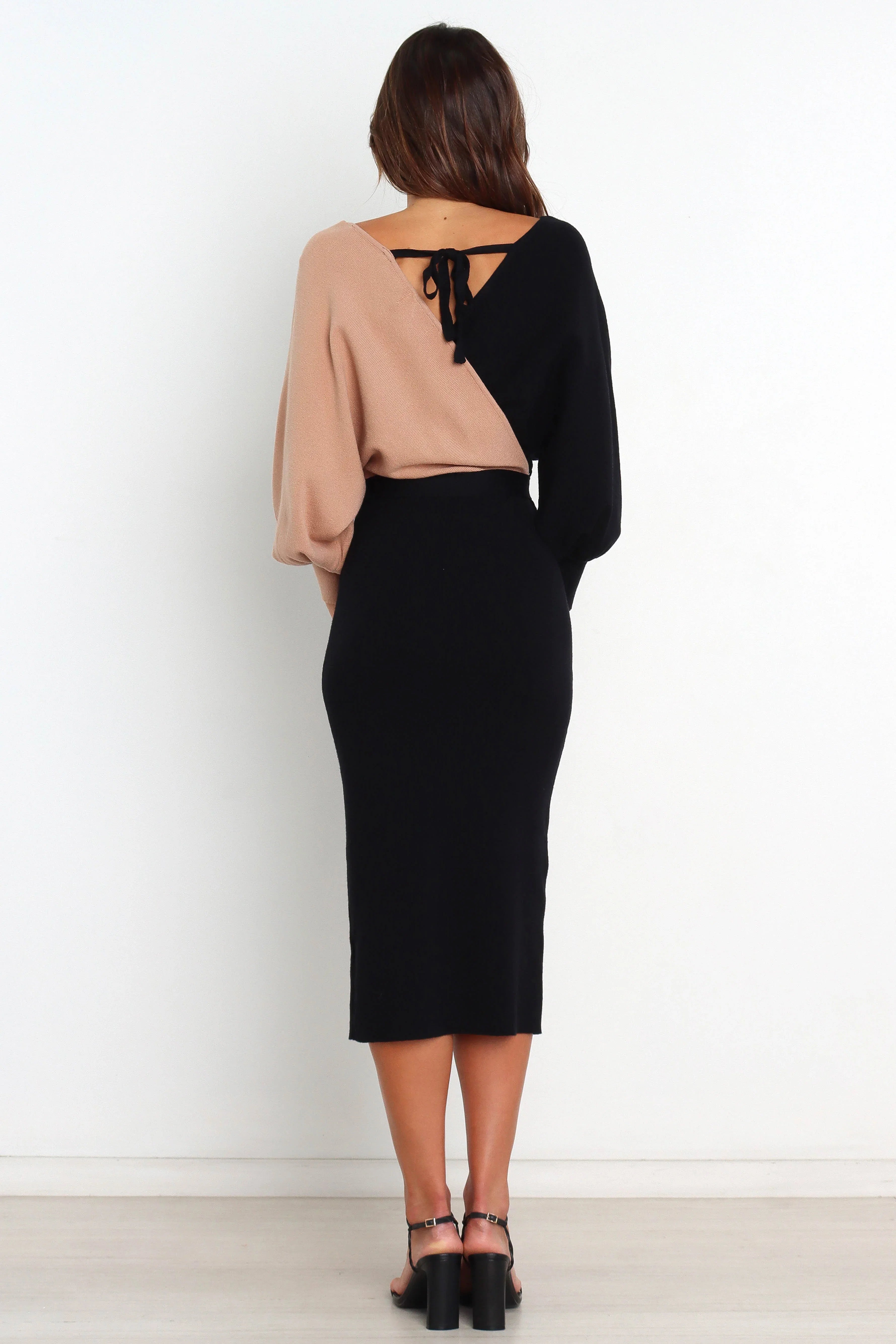 Nate Dress Black Beige