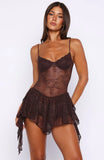 Only Tonight Lace Playsuit Chocolate