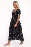 Rosemarie Midi Dress Black Floral