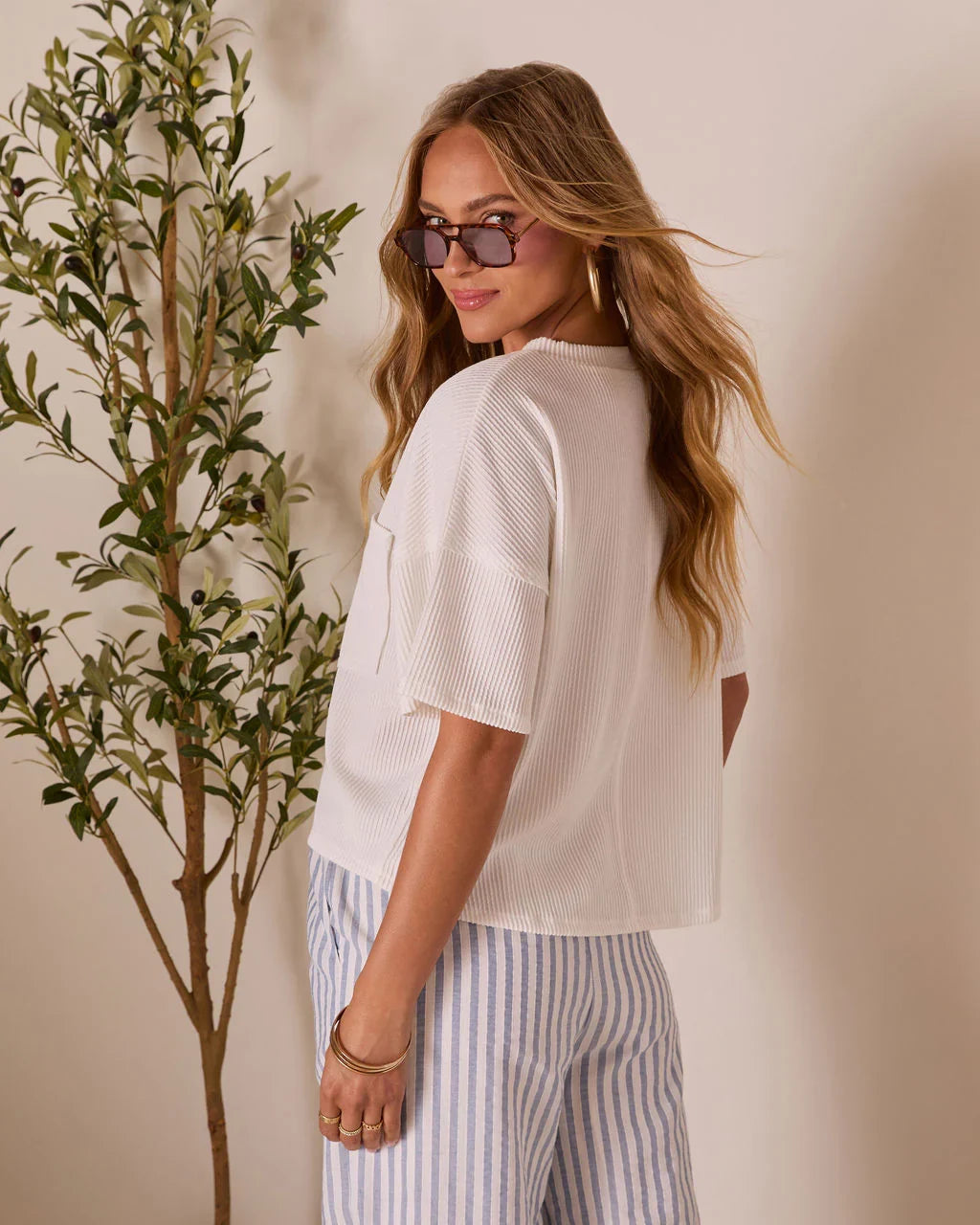 Megan Rib Knit Short Sleeve Top