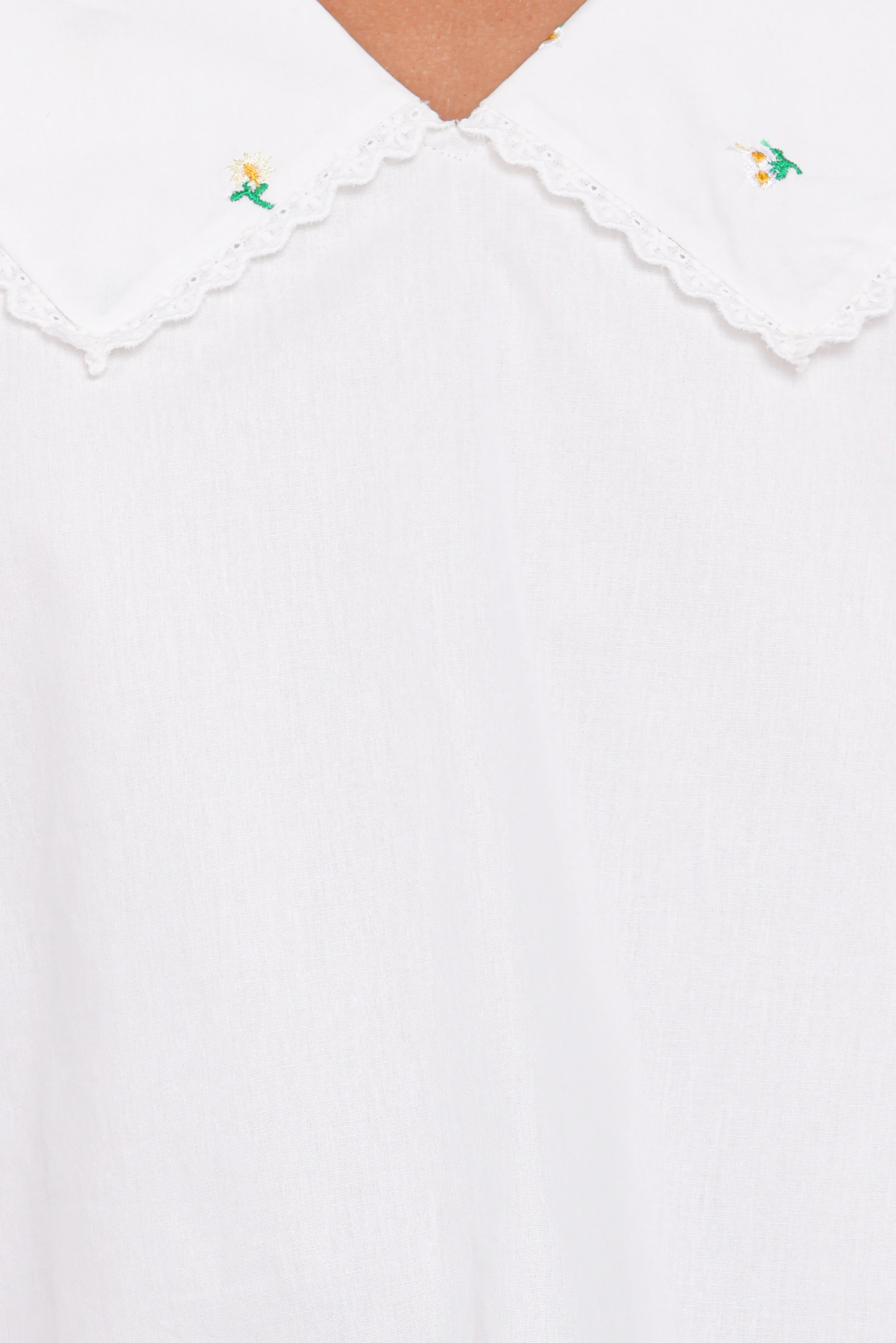 Kenna Embroidered Long Sleeve Top White Floral