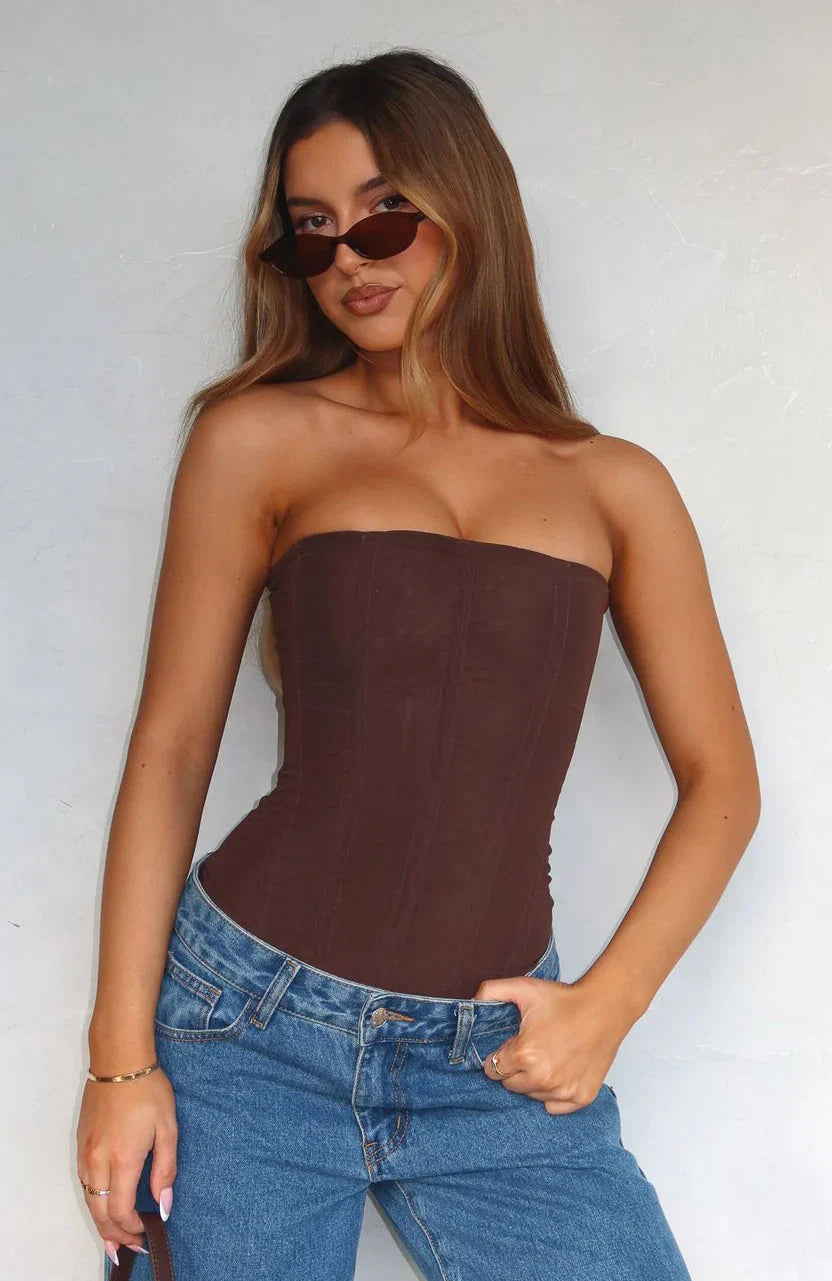 Tell Me A Secret Strapless Bustier Chocolate