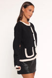 Orabelle Contrast Hem Cardigan Black