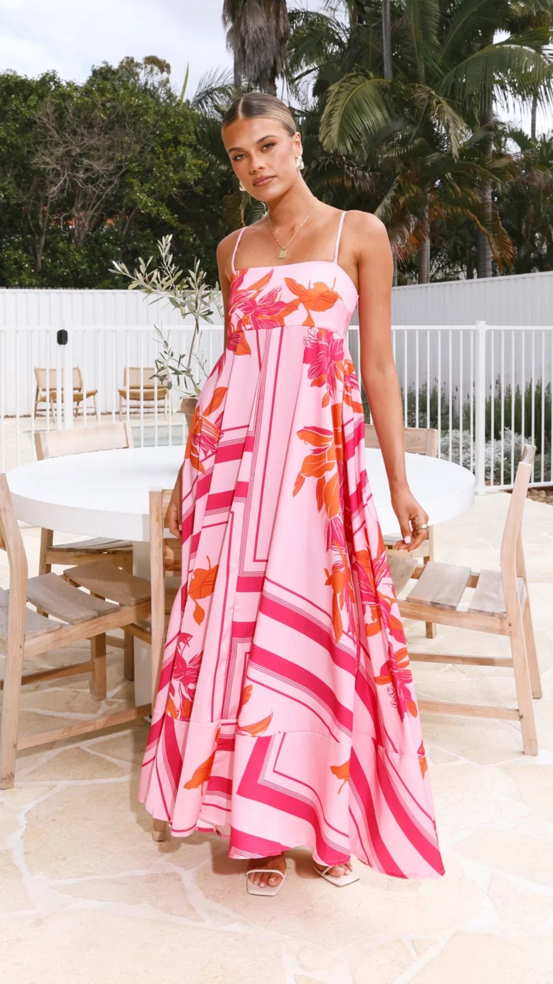 Kaethe Maxi Dress Pink Orange