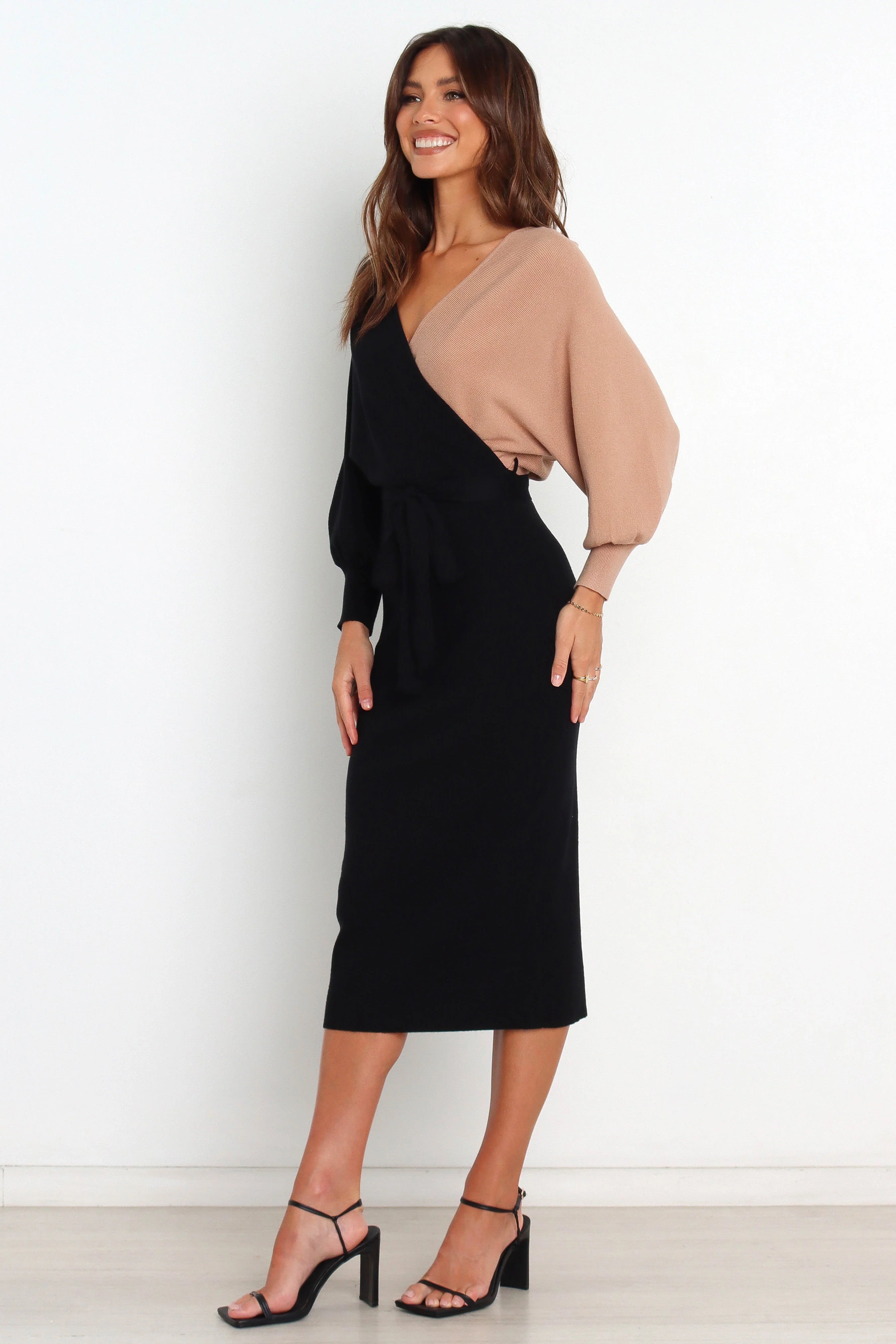 Nate Dress Black Beige