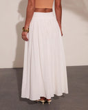 Daytime Studio Pleated Linen Cotton Midi Skirt