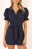 Riley Waist Tie Romper Navy