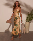 Under The Breeze Satin Asymmetric Maxi Dress