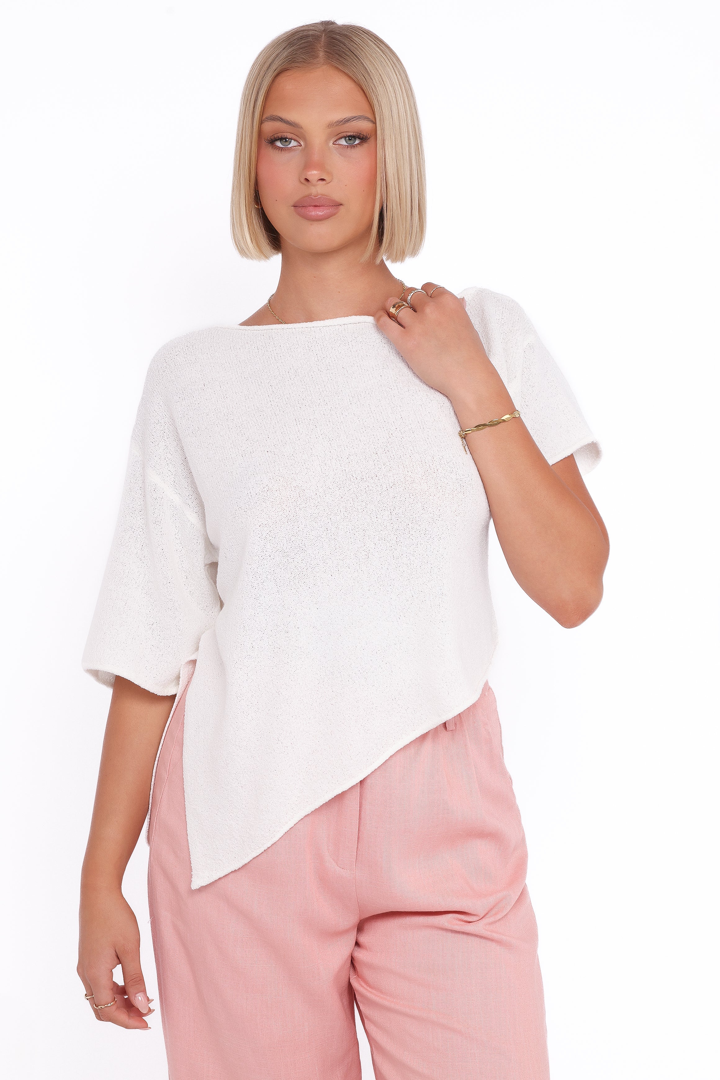 Ardena Boucle Knit Top Cream