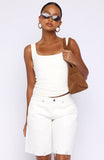 Kahlia Denim Shorts White