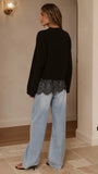 Kylan Lace Trim Sweater Black