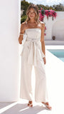 Talia Strapless Top and Pants Set Oatmeal