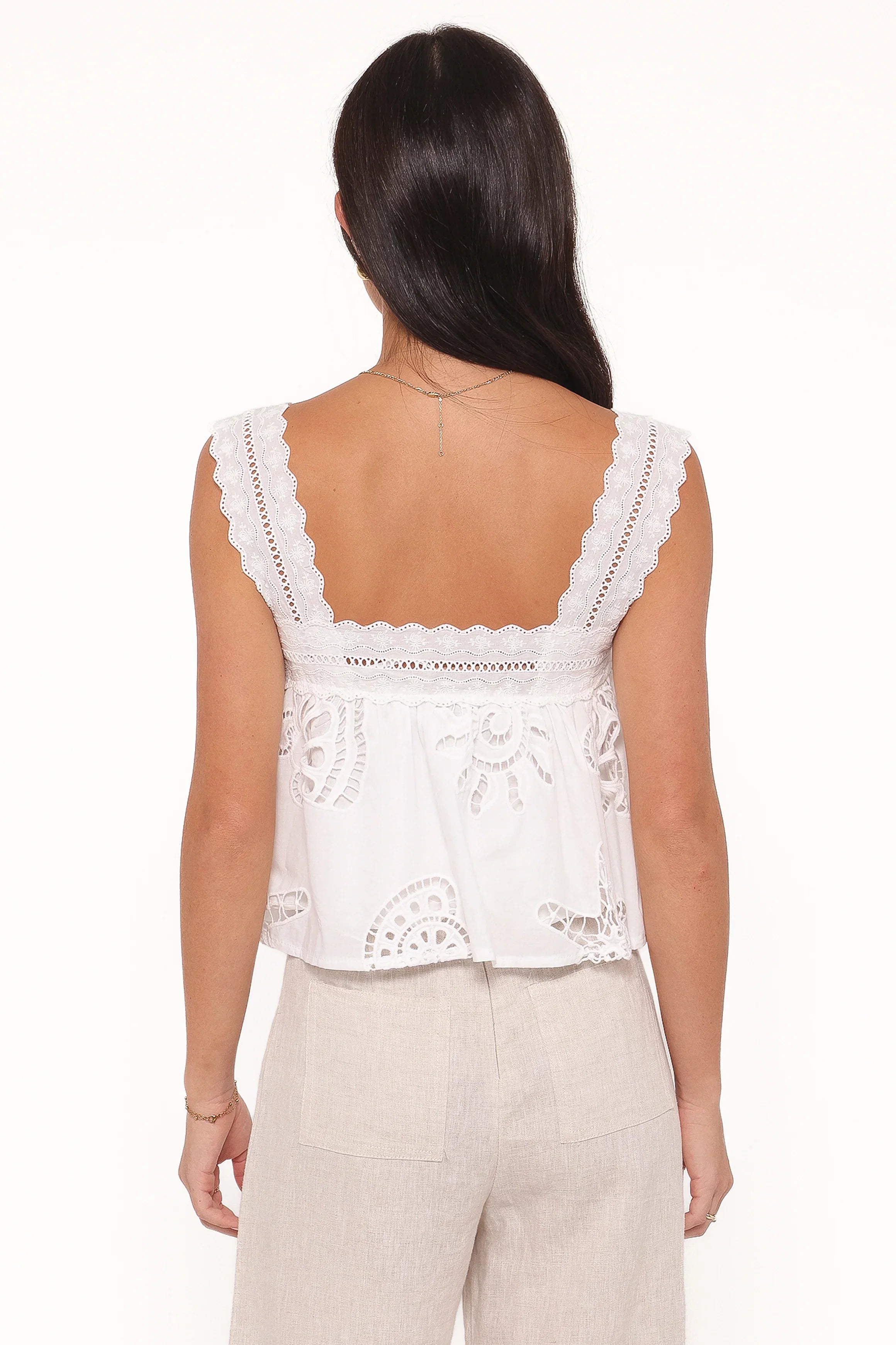 Aideen Eyelet Top White Shell