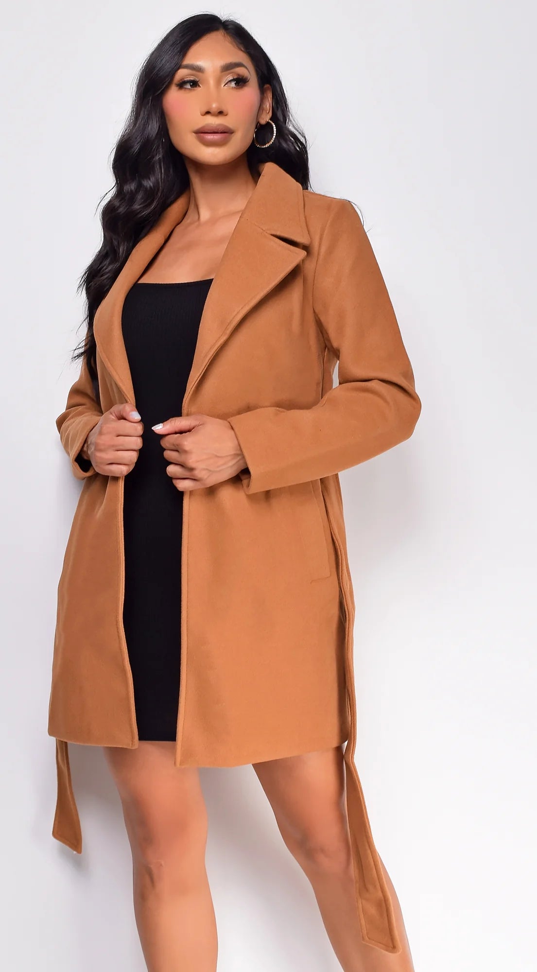 Lina Waist Tie Trench Coat Camel