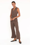 Sienna Belted Jumpsuit Khaki Brown