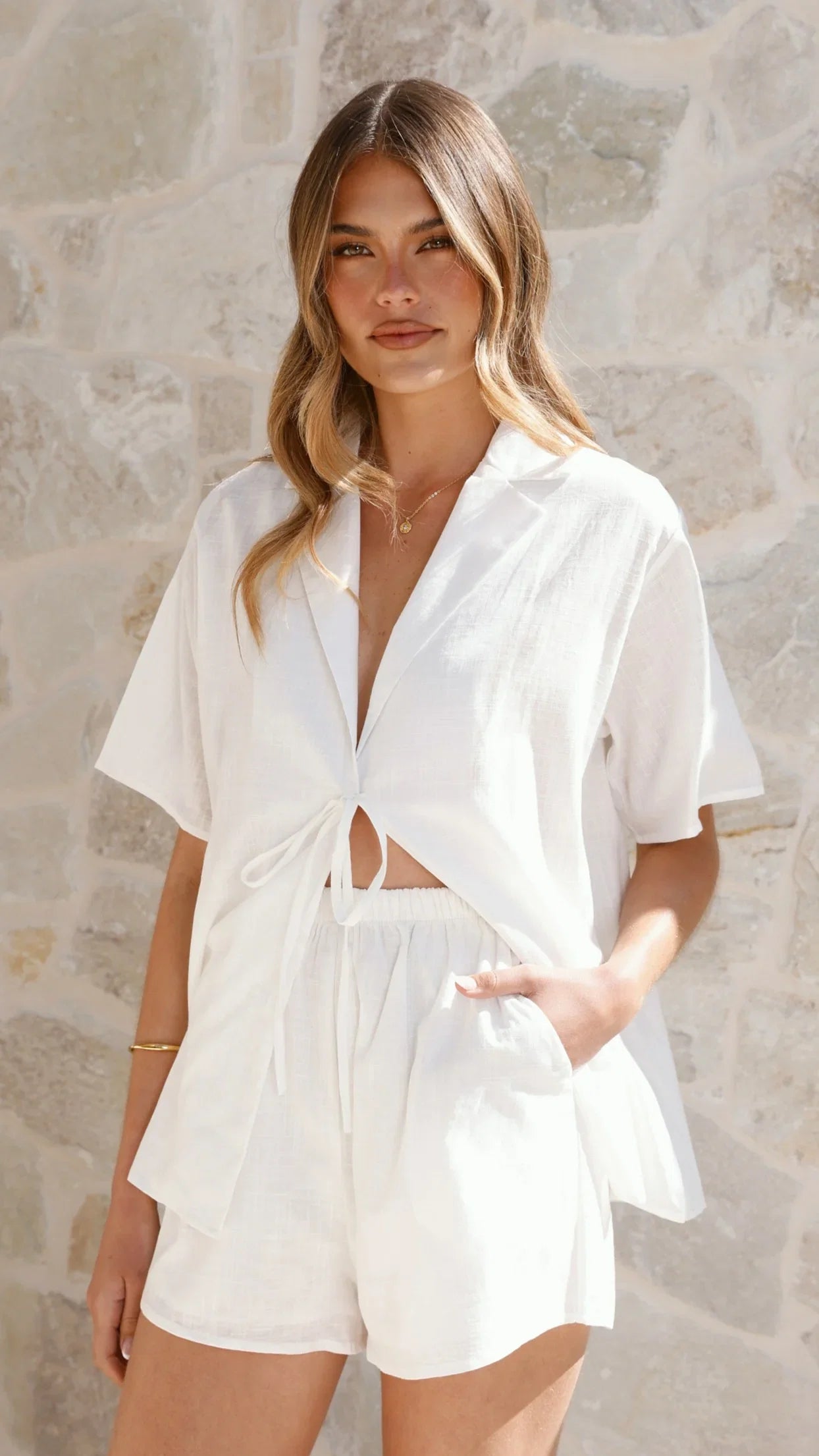Vesper Top and Shorts Set White