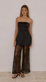 Harlean Strapless Top and Lace Pants Set Black