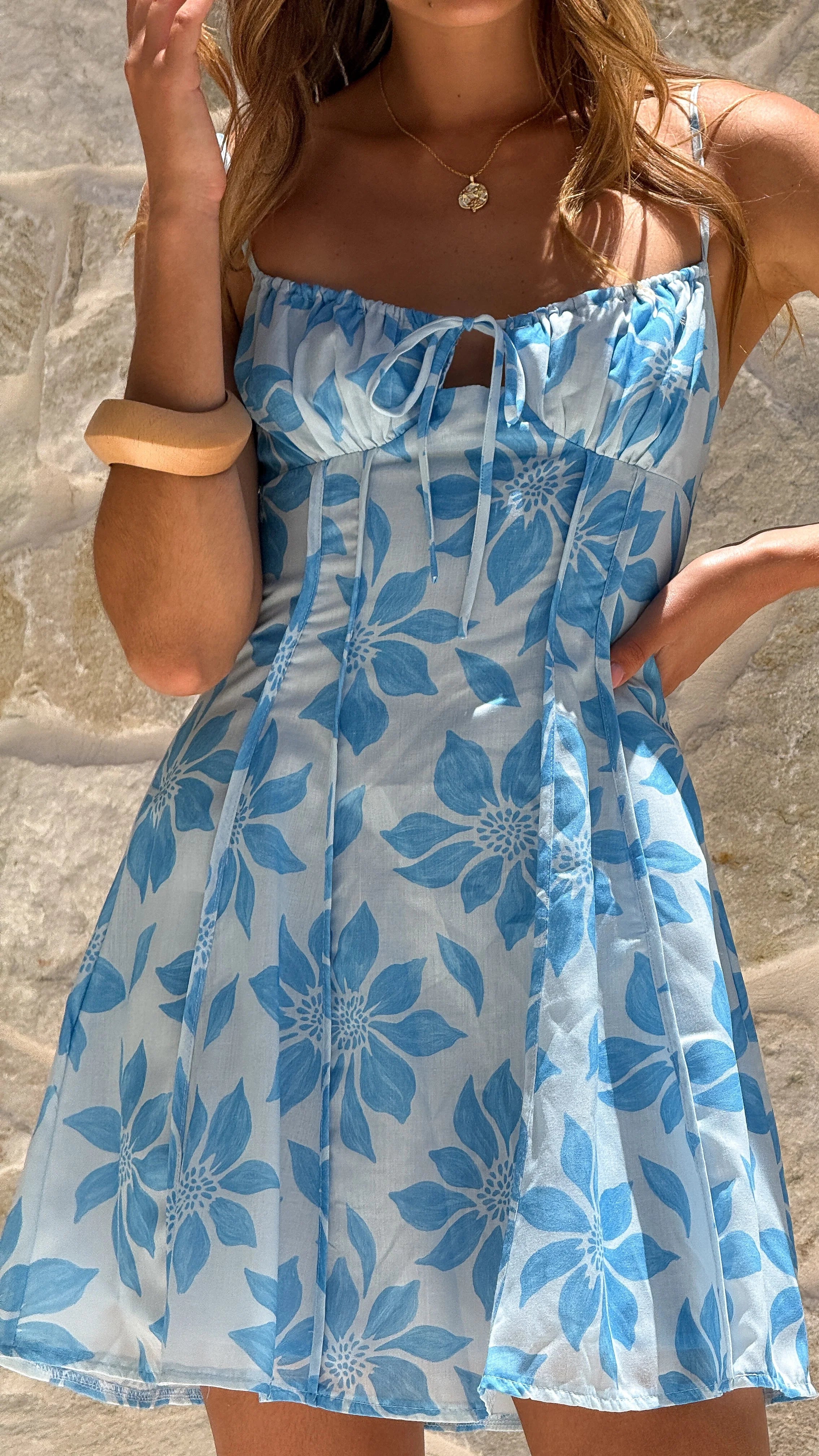 Bree Mini Dress Blue Floral