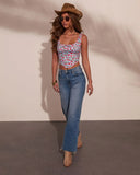 Orchard Darling Cherry Print Corset Crop Top