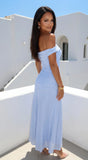 Lysandra Off Shoulder Mesh Maxi Dress Blue