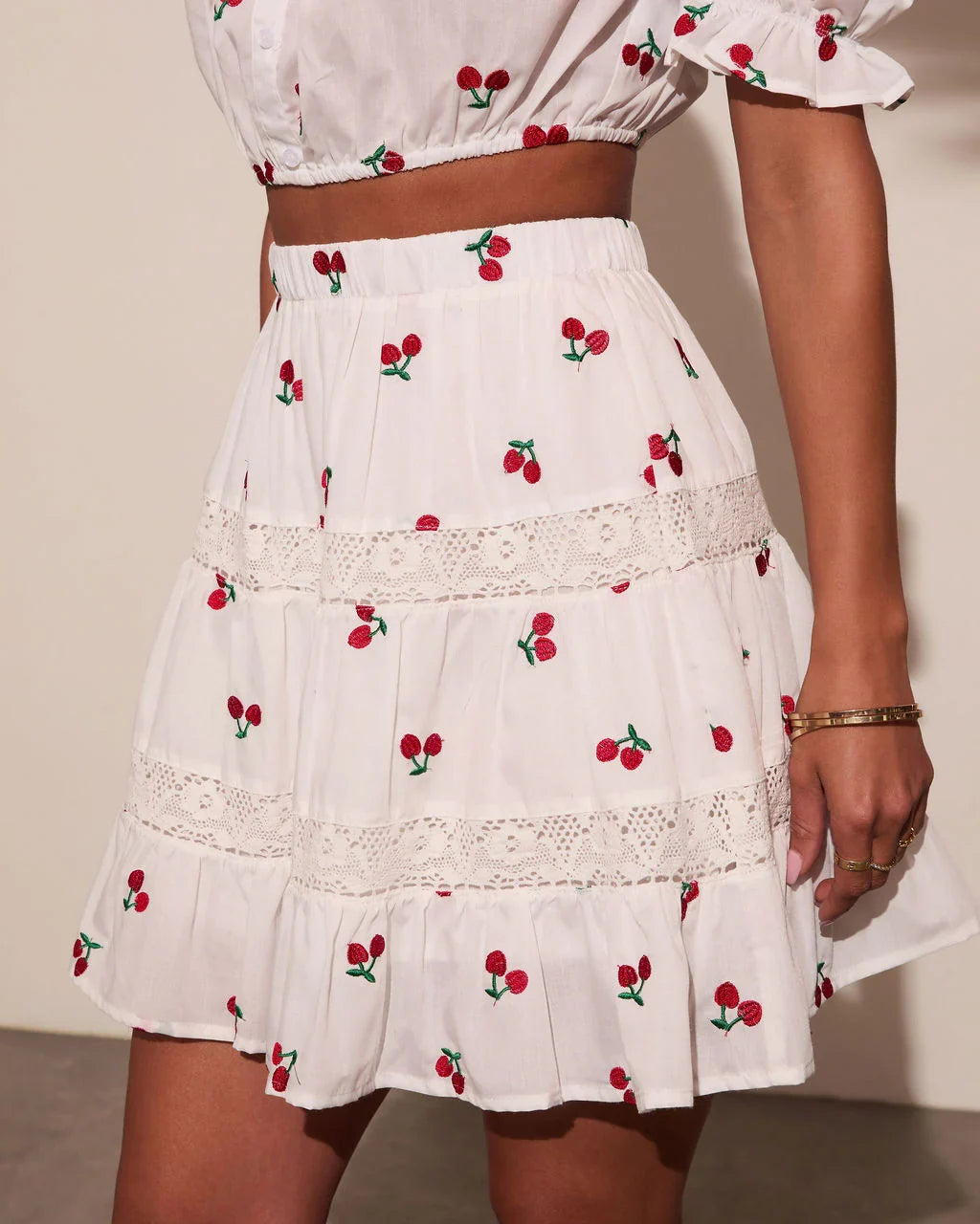 Celinea Cherry Print Mini Skirt