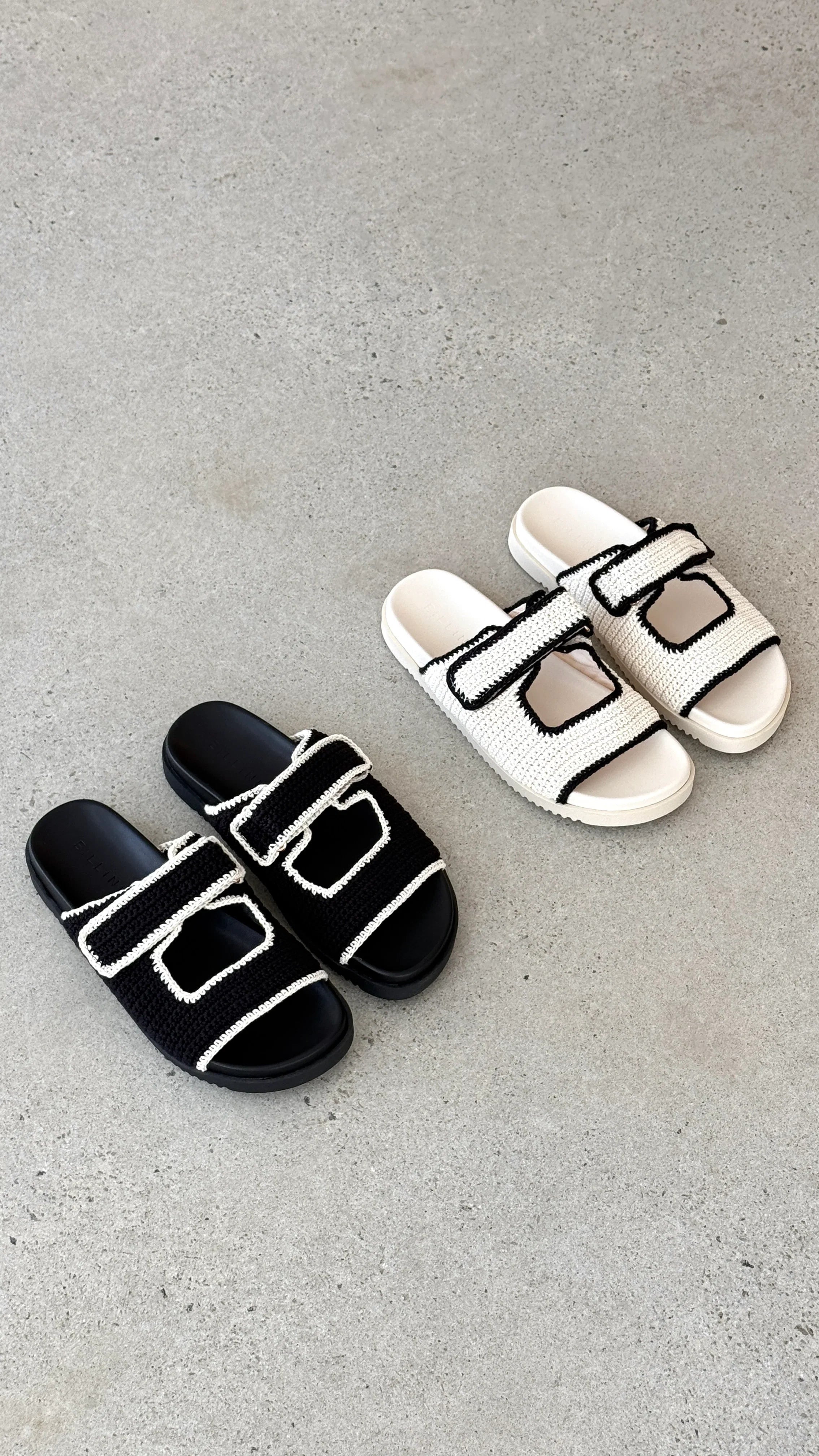 Abbot Sandals White Black Contrast