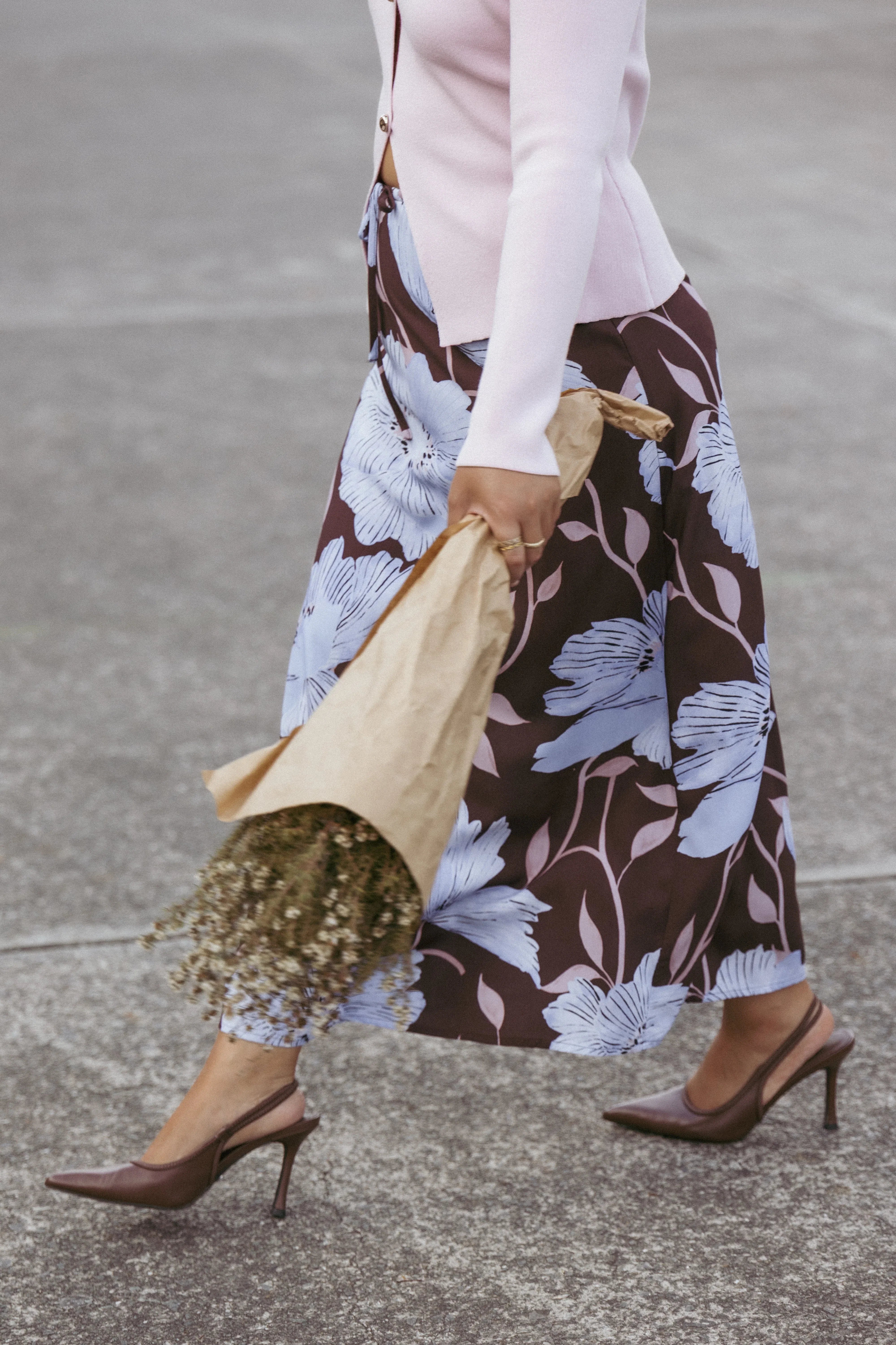 Angie Midi Skirt Blue Poppies