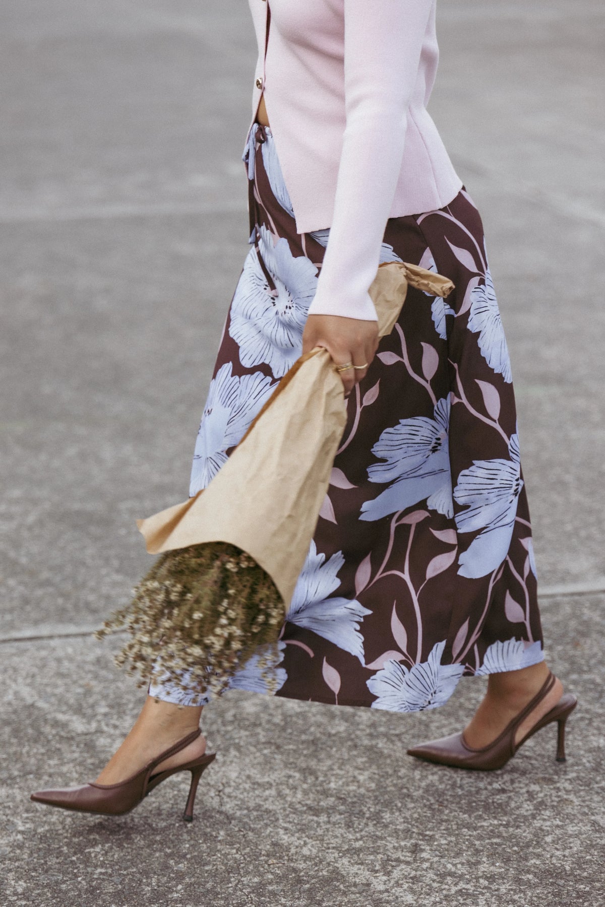 Angie Midi Skirt Blue Poppies
