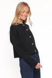 Loulani Heart Button Cardigan Black