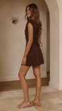 Zahari Cap Sleeve Mini Dress Chocolate