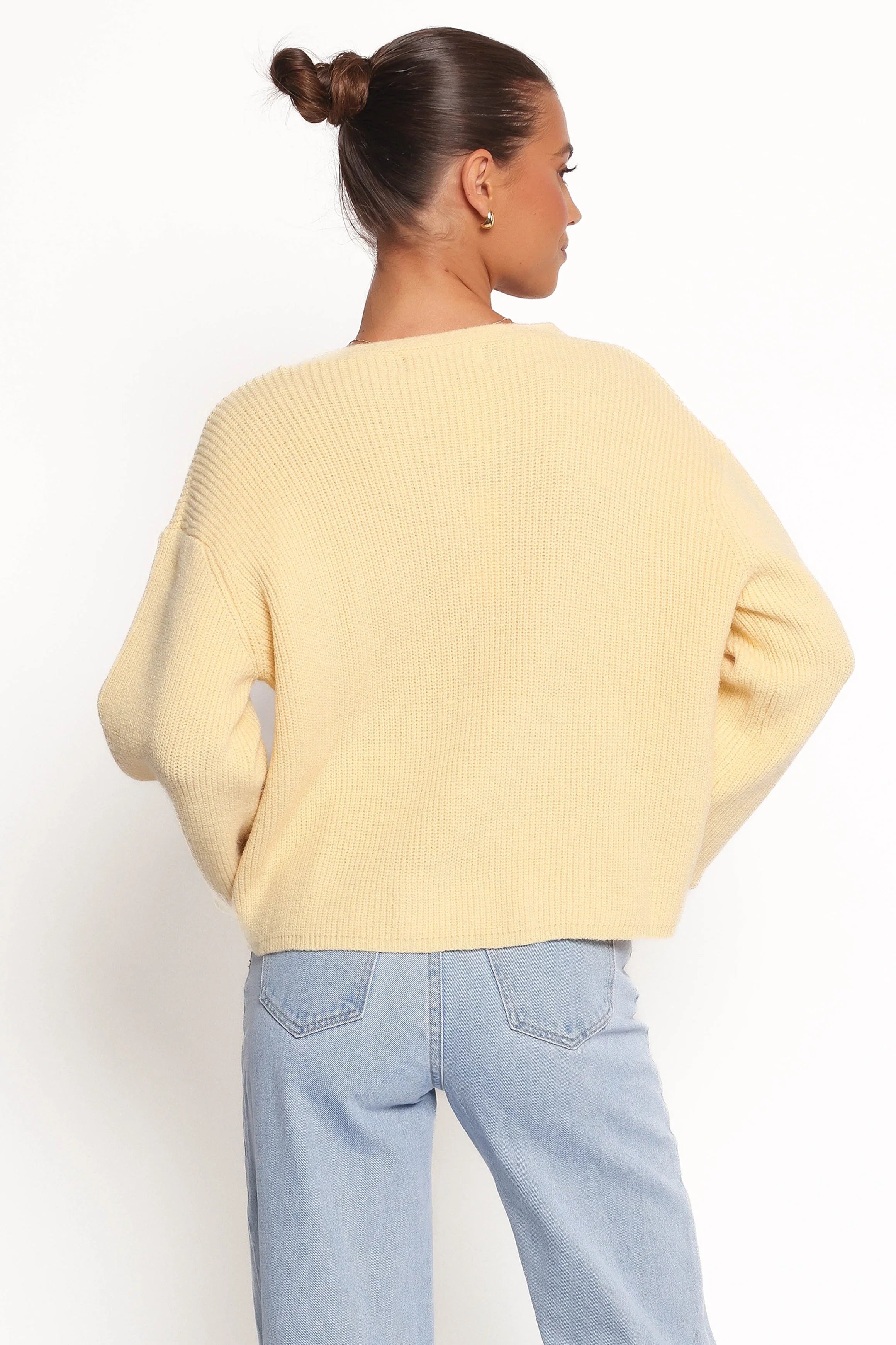 Sybil Button Front Cardigan Butter Yellow