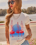Montauk Sailing Graphic Cotton Short Sleeve Tee
