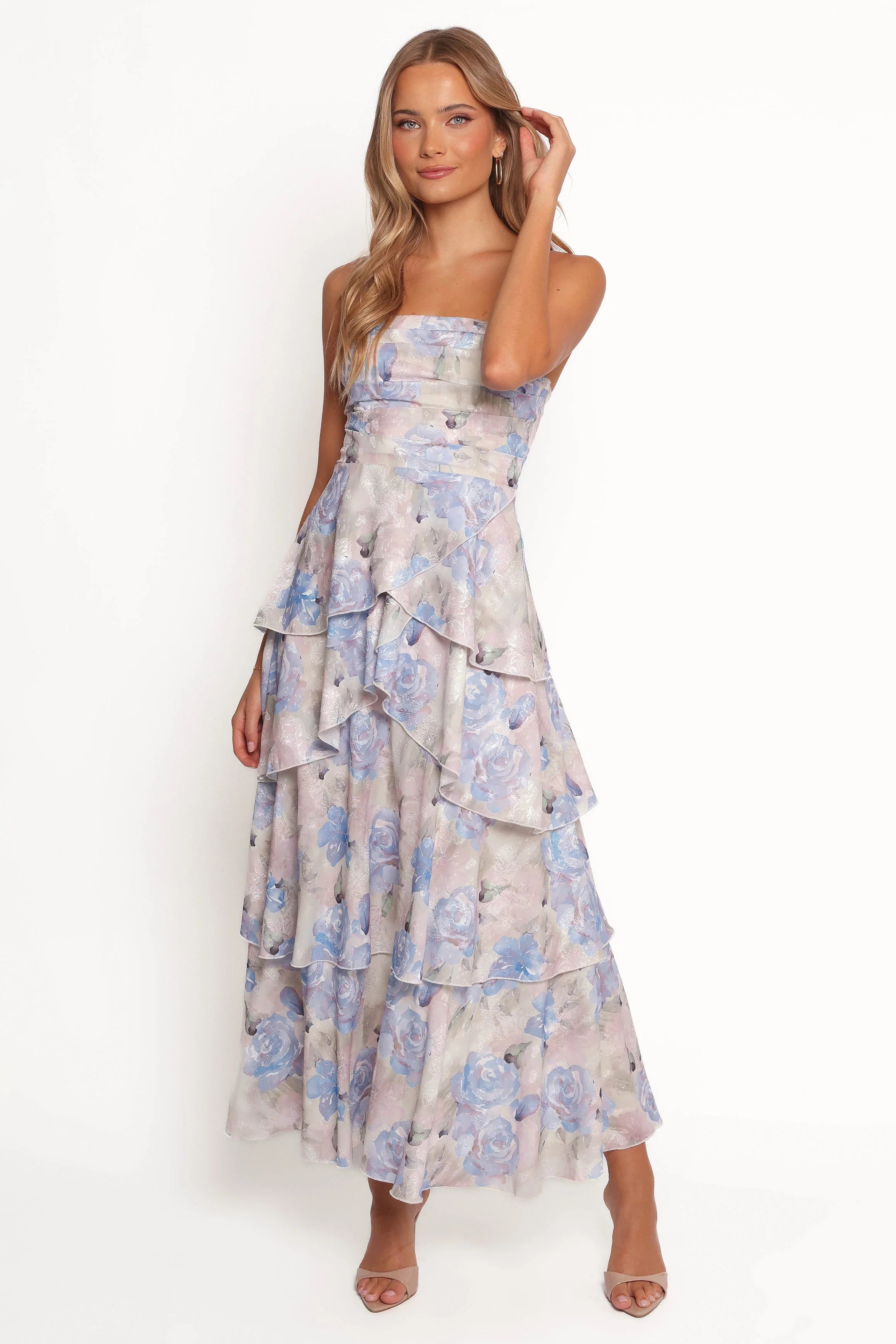 Admira Strapless Maxi Dress Blue Floral