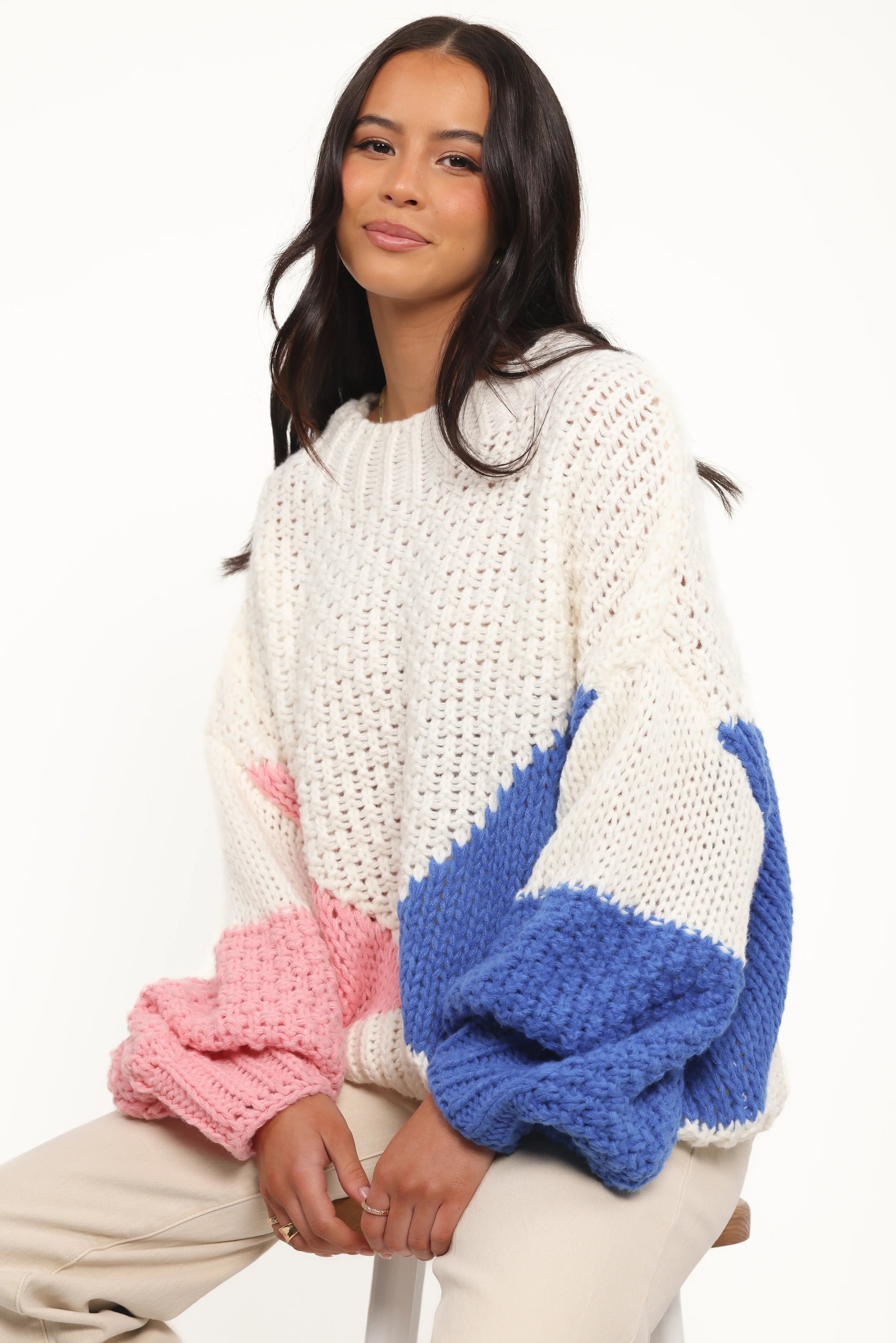 Koda Pattern Knit Sweater White Multi