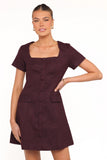Sutton Mini Dress Plum Tweed