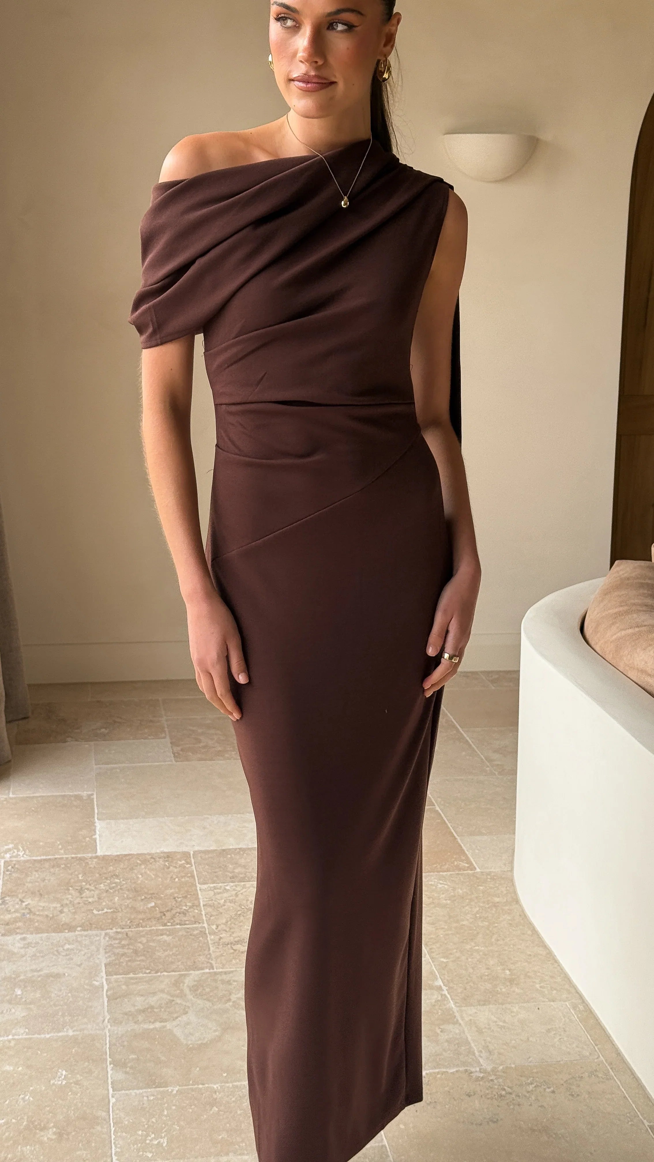 Delilah Maxi Dress Chocolate