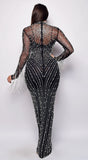 Emiliana Rhinestone Pearl Maxi Dress Black